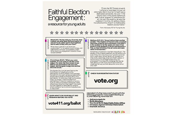 Faithful Election Engagement convo starters from ELCA Young Adults