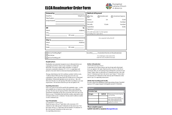 Roadmarker Order Form