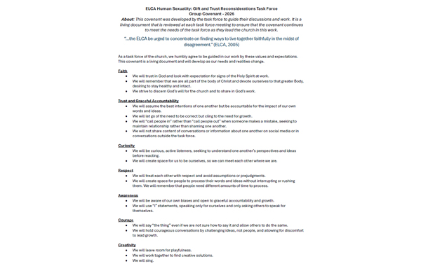 Human Sexuality Reconsiderations Task Force Covenant